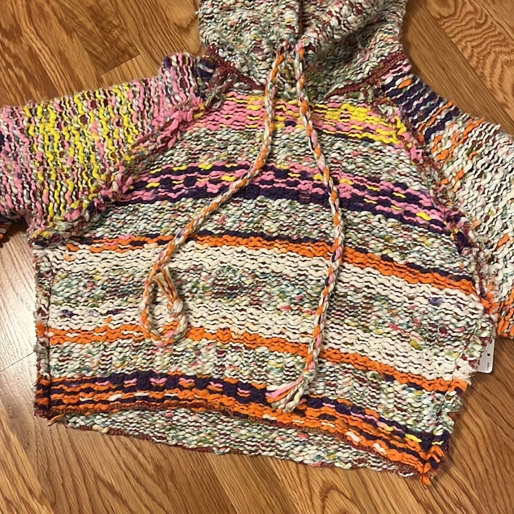 NWT Free People Winter Bright Hoodie in Rainbow Citrus Combo XS - Picture 6 of 16